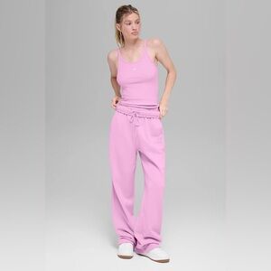 ALO Yoga candy heart pink ribbed prosper tank